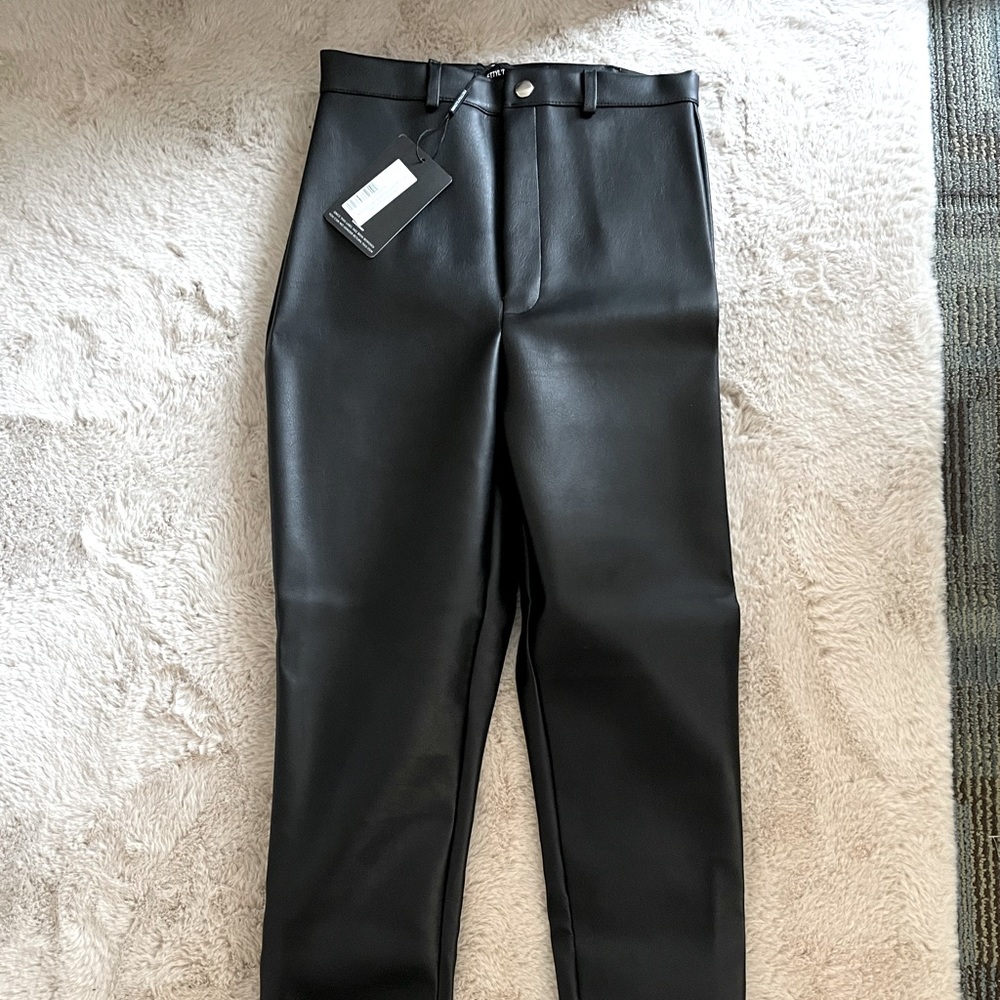 Faux Leather Straight Leg Trousers from Pretty Little Thing